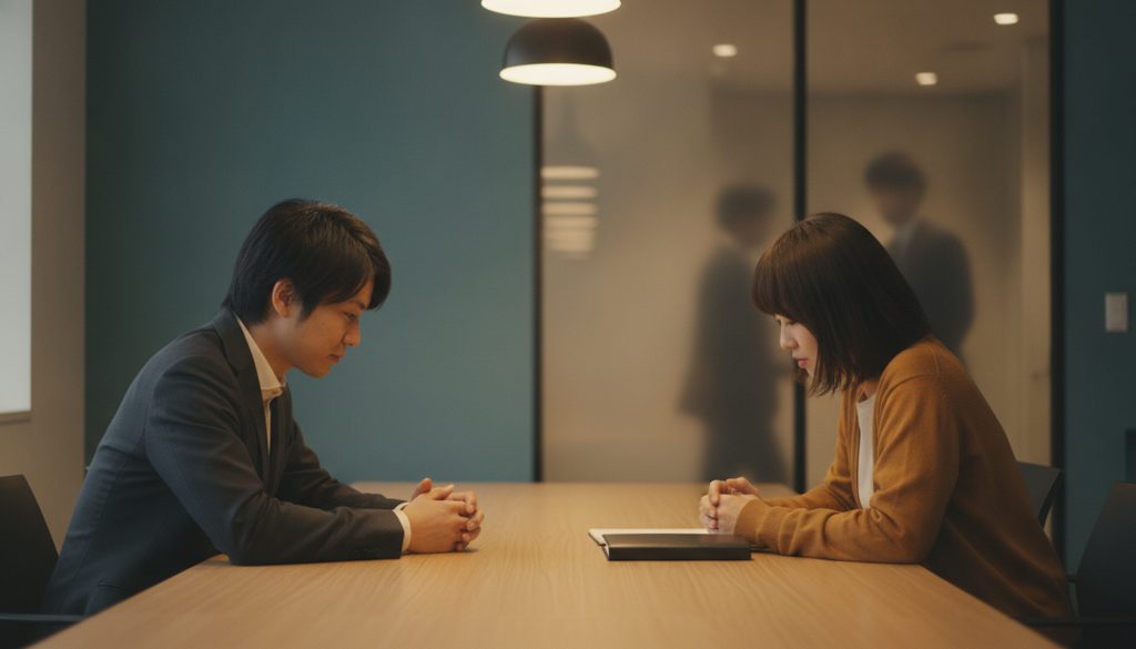 会議室で静かに話し合う人々