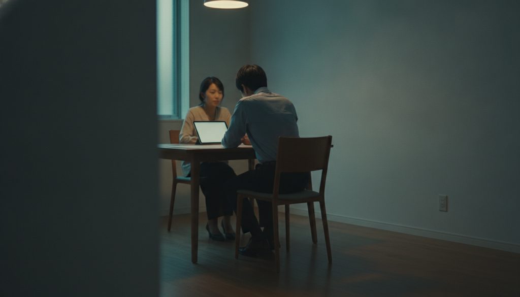 オフィスで話し合う2人の後ろ姿